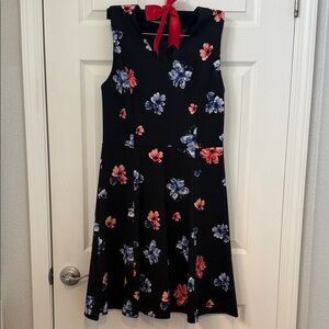 Vince Camuto Floral Dress - Navy Blue and Orange and Red Accents